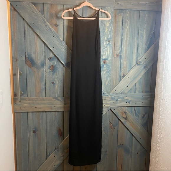 CDC Dresses & Skirts - 90s Vintage Black Sheath Halter Maxi Dress Size 14